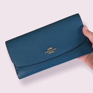 COACH SOFT LEATHER NAVY TRIFOLD WALLET